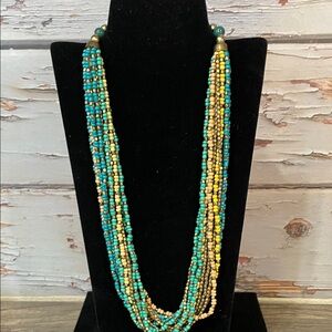ZAD Turquoise and Yellow Beaded Necklace